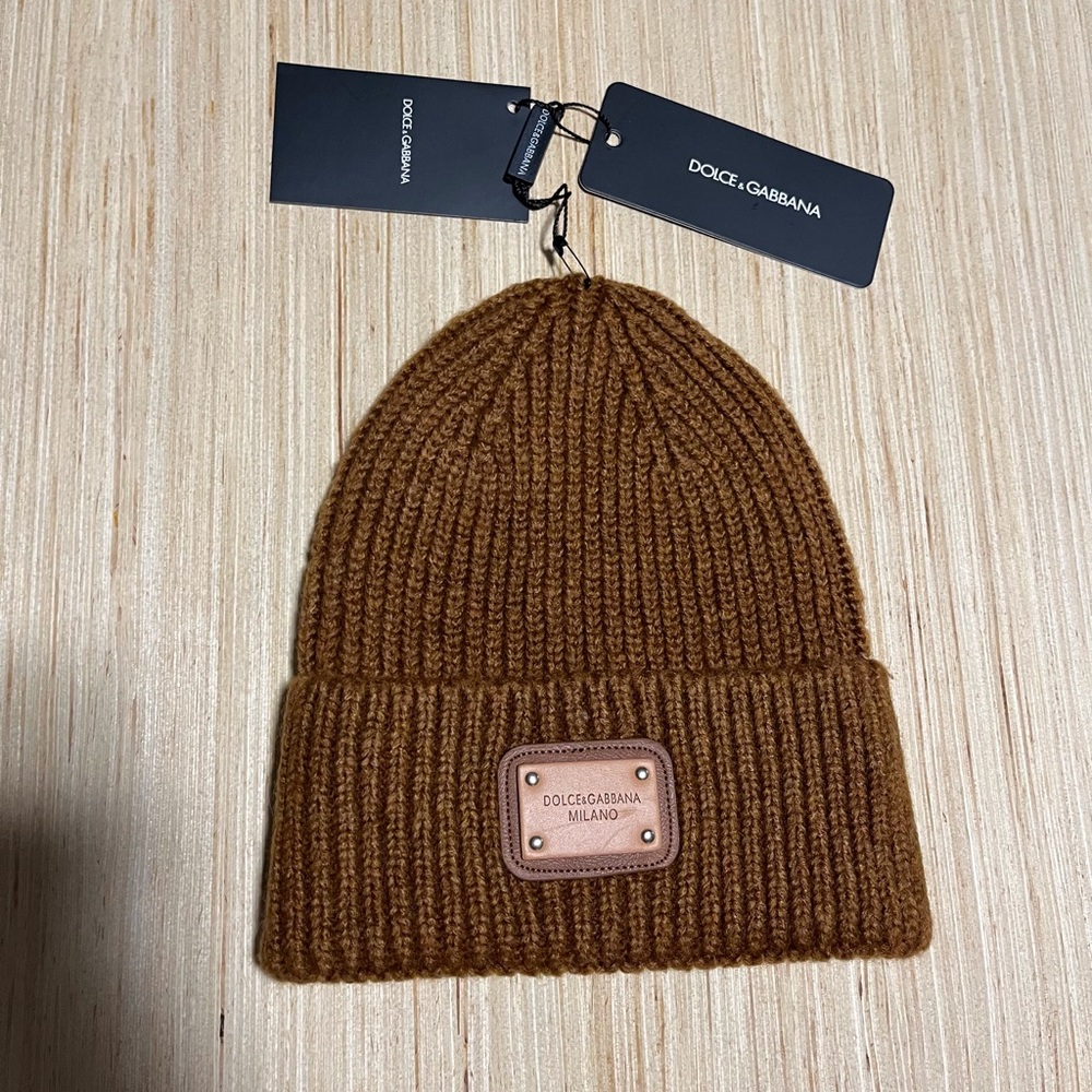 Dolce & Gabbana Brown Ribbed Wool Beanie